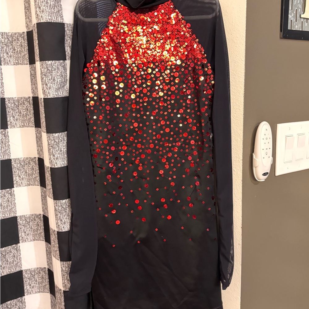 Balera Black and Red Sequin Dance Dress
